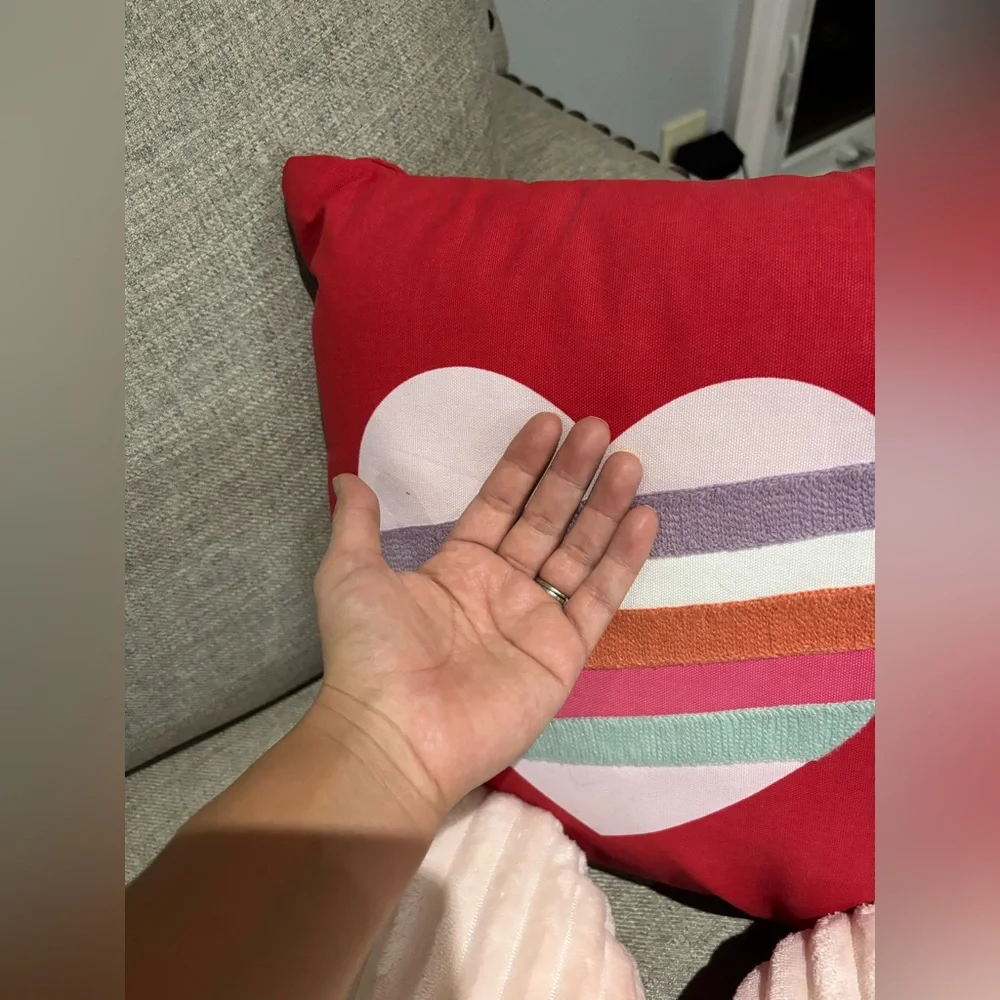 Heart-Shaped Pillow Set with Striped Design